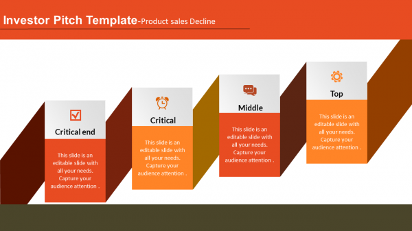 investor pitch deck powerpoint template-product sales-decline-4-orange