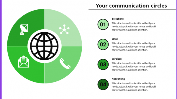 communication powerpoint template-communication -circles-4-green