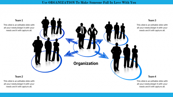 organization powerpoint template-team -organization-4-blue