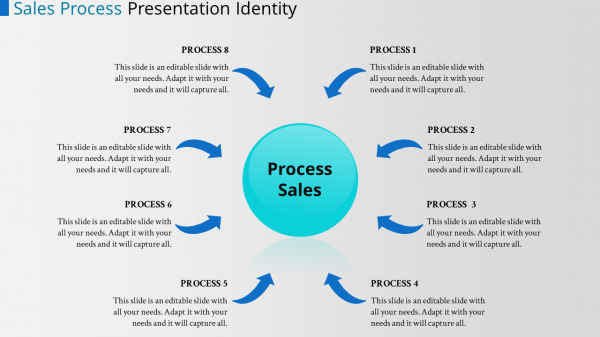template powerpoint process flow-sales-process-8-blue