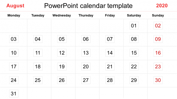 August PowerPoint Template - Calendar Design