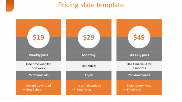pricing slide template