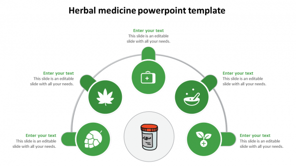 herbal medicine powerpoint template-green