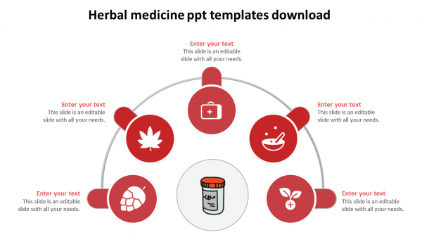 herbal medicine ppt templates download-red