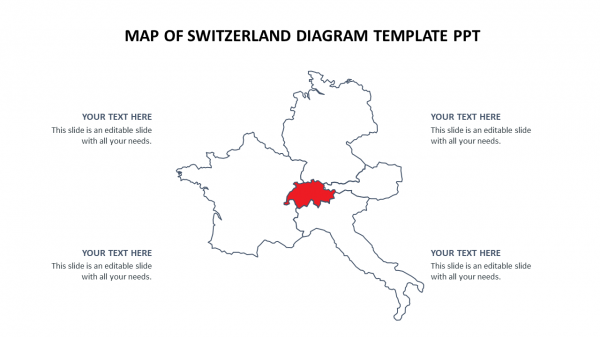 Map of switzerland diagram template ppt