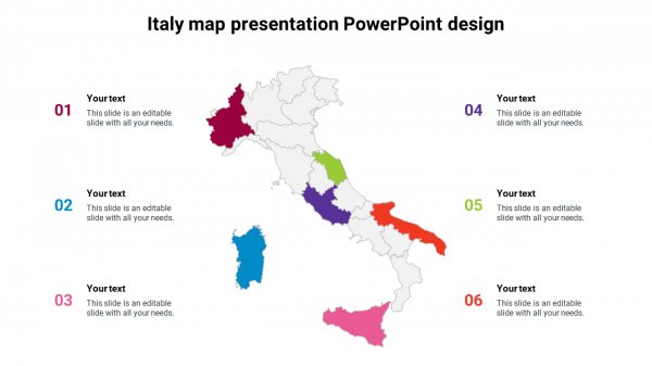 Italy map presentation PowerPoint design