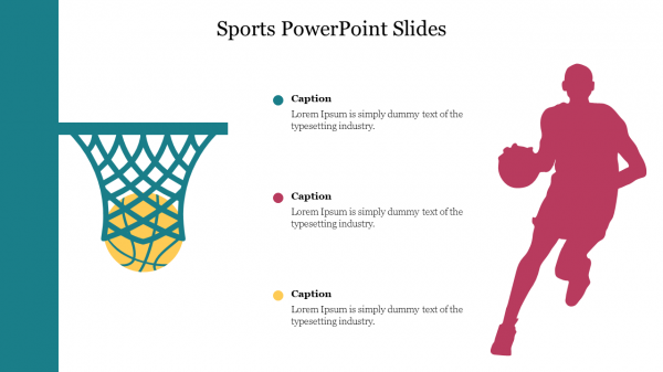 Editable Sports PowerPoint Slides With Three Captions