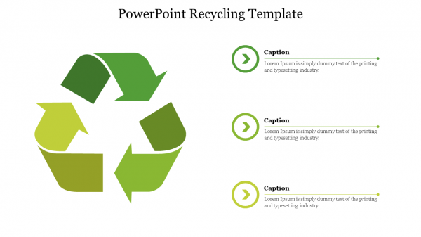 Editable PowerPoint Recycling Template With Three Node