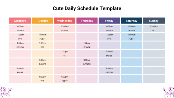 Cute Daily Schedule Template