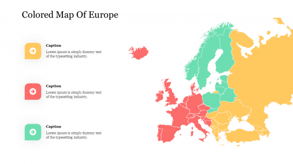 Colored Map Of Europe