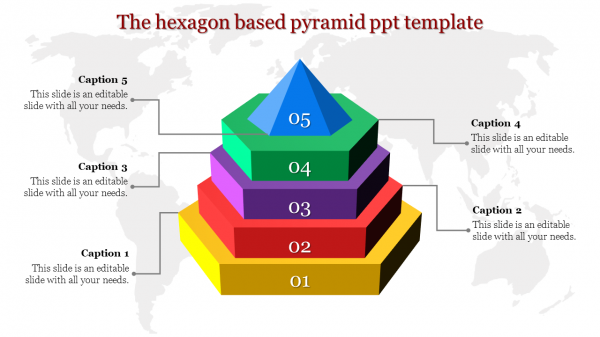 pyramid ppt template-The hexagon based pyramid ppt template