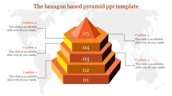 pyramid ppt template-The hexagon based pyramid ppt template-Orange