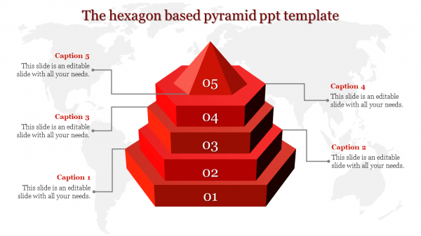 pyramid ppt template-The hexagon based pyramid ppt template-Red