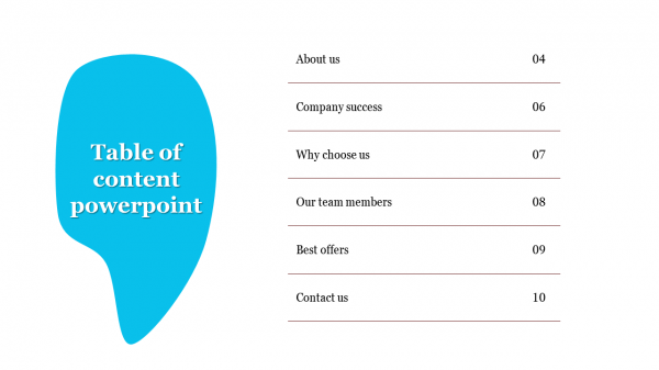 Table of content powerpoint