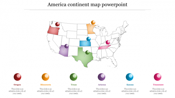 America continent map powerpoint