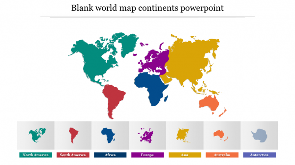 Blank world map continents powerpoint