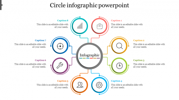 Inventive Circle Infographic PowerPoint with Eight Nodes