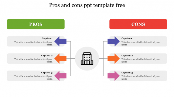 pros and cons ppt template free slide