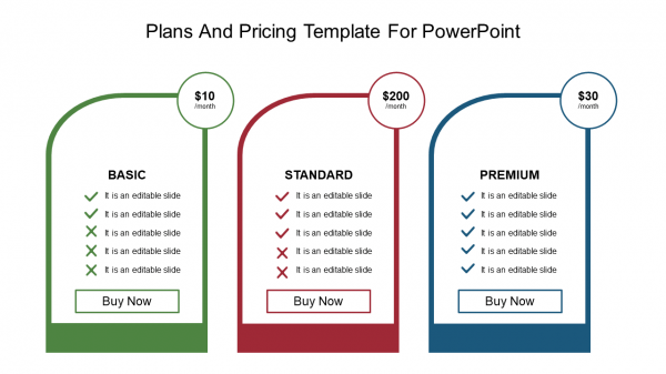 Plans And Pricing Template For PowerPoint