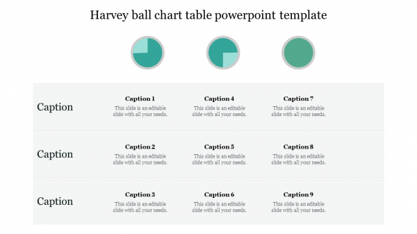 Harvey ball chart table powerpoint template