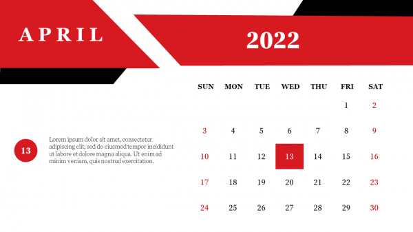 PowerPoint Calendar Template 2022