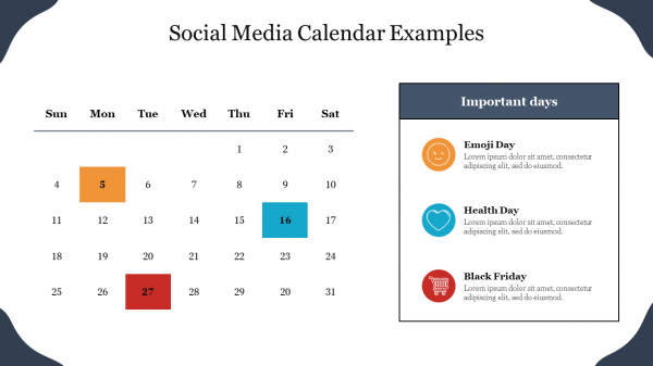 Social Media Calendar Examples