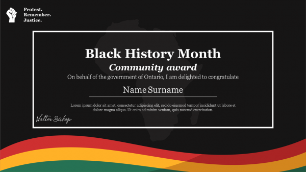 Black History Month Certificate Template PPT