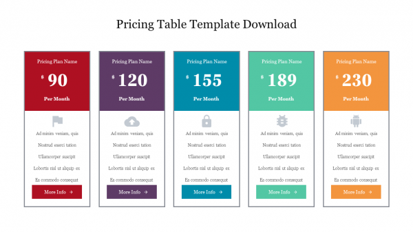 Pricing Table Template Free Download