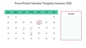 Best PowerPoint Calendar Template January 2022 Slide 