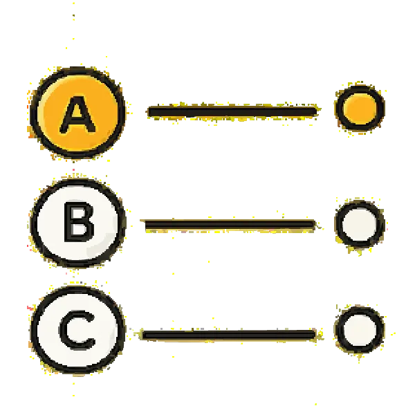 Icon for Multiple Choice interactive page, audience quiz with answer options.