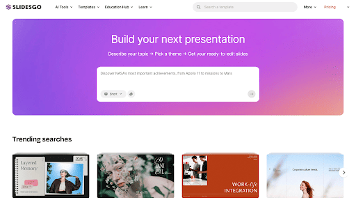 Slidesgo template library