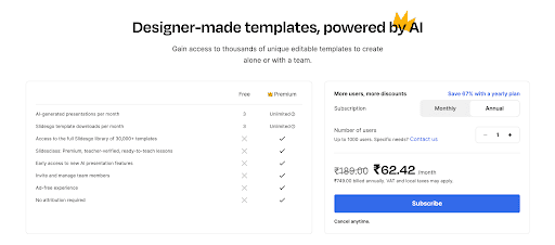 Slidesgo pricing