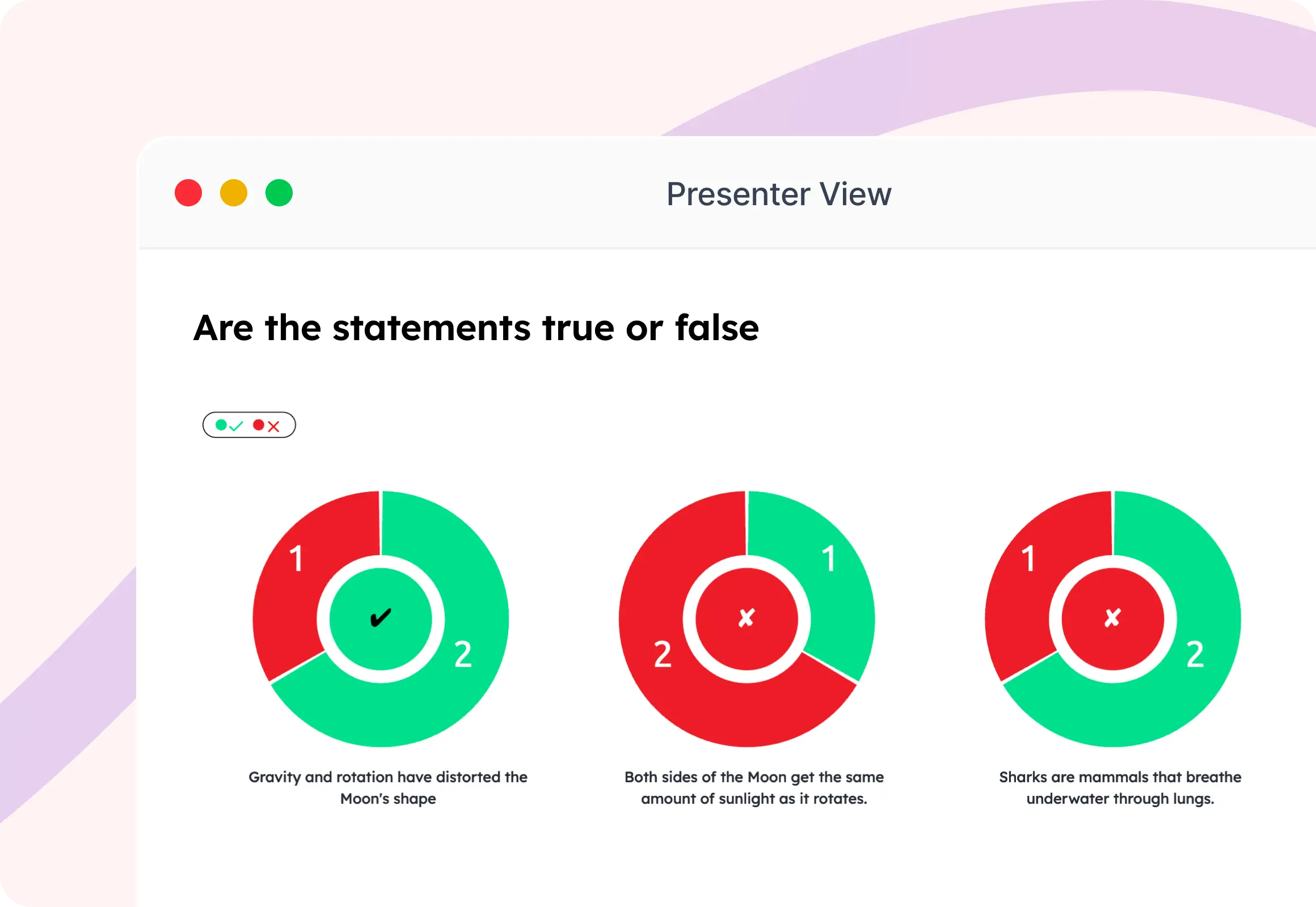 Truth or Lie poll revealing live audience vote results