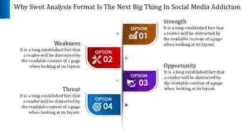 Amazing SWOT Analysis Format with Four Nodes Slides