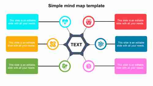 Multi-Color Simple Mind Map Template PowerPoint Slide