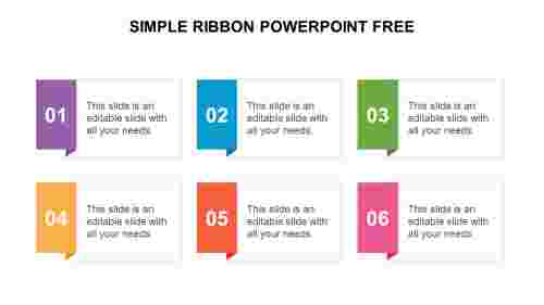 Simple Ribbon PowerPoint Free Presentation PPT Slides