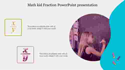 Simple Math kid Fraction PowerPoint Presentation Design