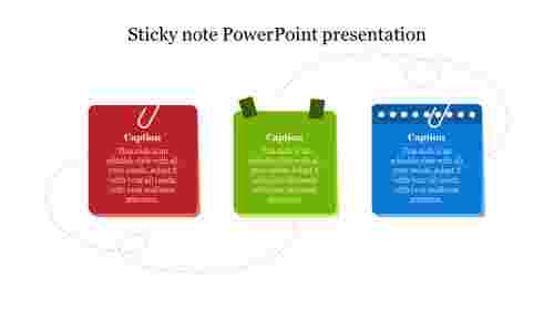 Three noded Sticky note PowerPoint presentation template 