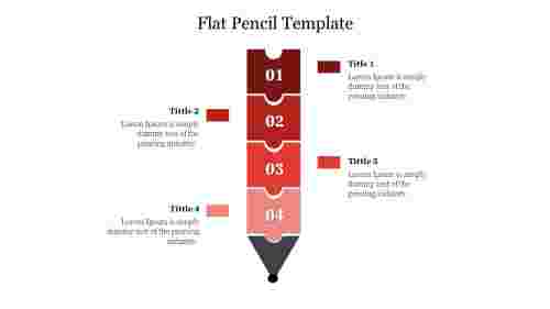 Red Theme Flat Pencil Template For Presentation Slide