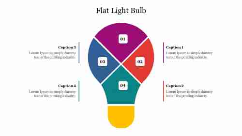Attractive Flat Light Bulb PowerPoint Presentation Slide
