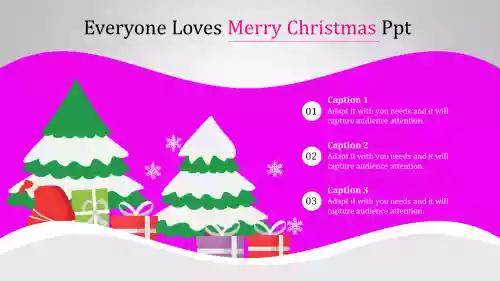 Amazing Merry Christmas PPT Template With Three Nodes