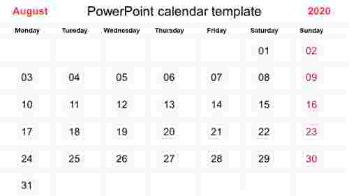 August PowerPoint Template - Calendar Design