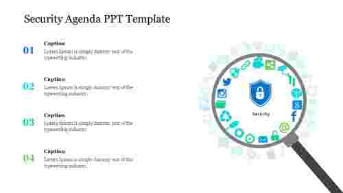 Editable Security Agenda PPT Template For Presentation