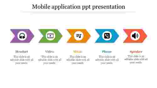 Mobile Application PPT Presentation With Arrow Designs