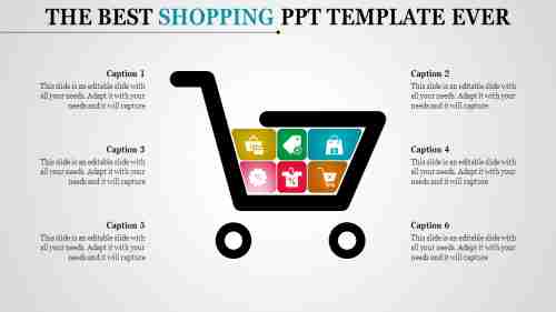 shopping PPT template - shopping trolley Model