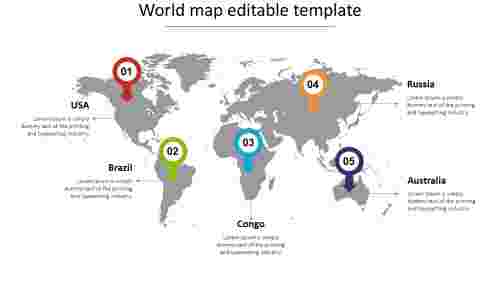 Simple%20world%20map%20PPT%20template%20With%20Five%20Nodes