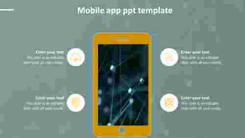 Get Mobile App PPT Template Slide Design-Four Node