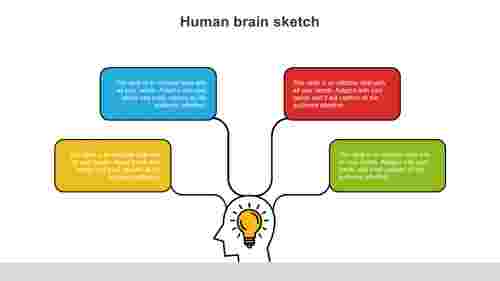 Attractive Human Brain Sketch PowerPoint Template