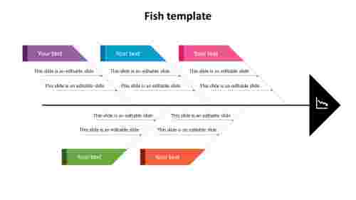 Fish Diagram PowerPoint PPT Template with five nodes