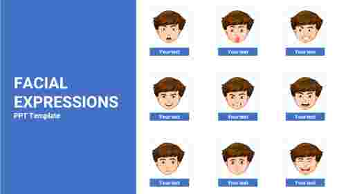 Different Facial expressions PPT template